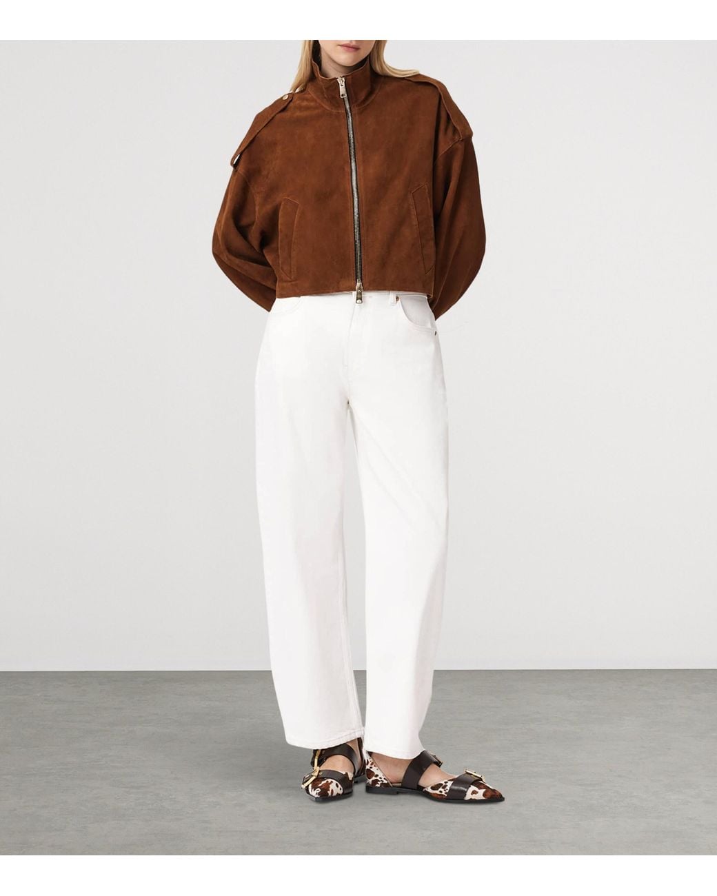 AllSaints Brown Suede Lowden Jacket