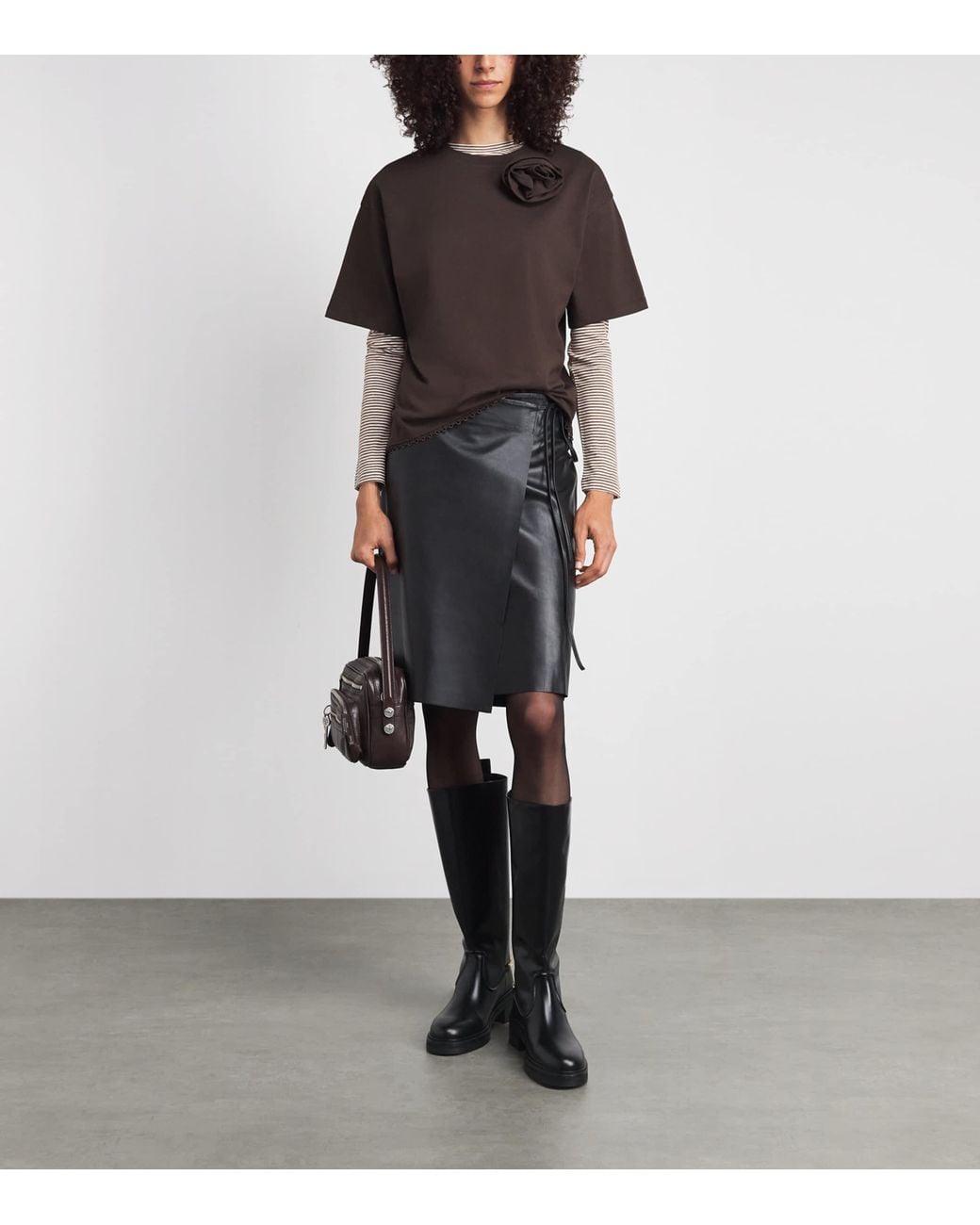 ME+EM Brown Organic Cotton Stripe Long-Sleeve Top