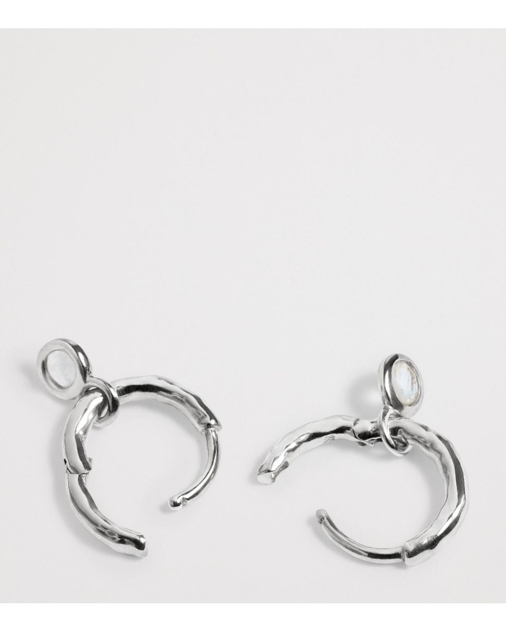 Monica Vinader White Sterling And Moonstone June Birthstone Huggie Earrings
