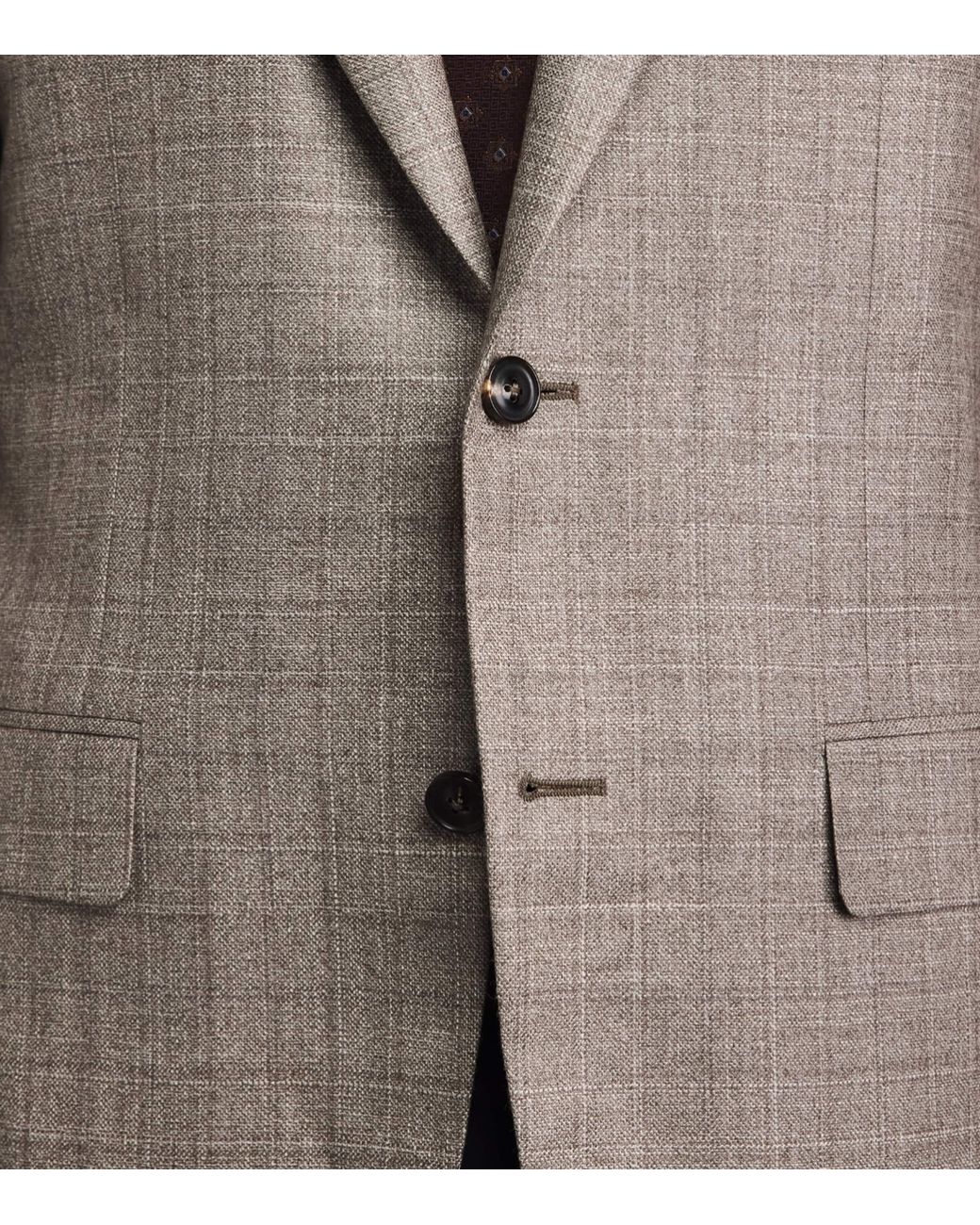 Canali Brown Silk-Cashmere Check Blazer for men