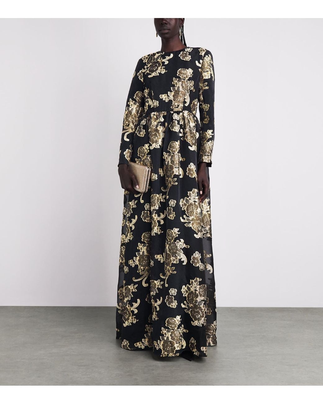 Huishan Zhang Black Embroidered Amanda Gown