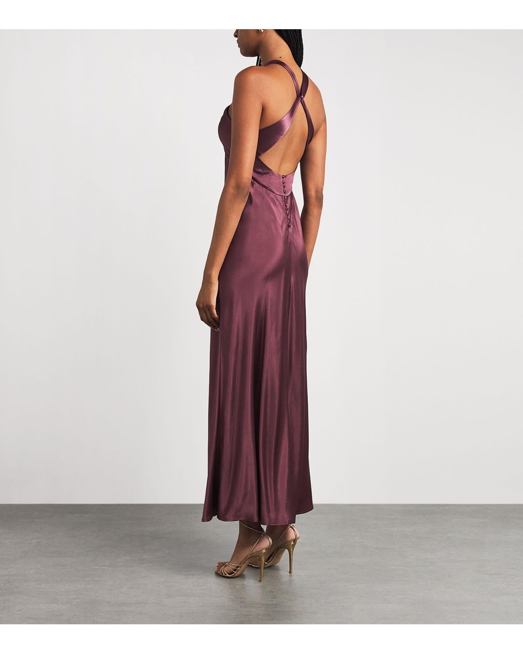 Rixo Purple Satin Losanna Maxi Dress