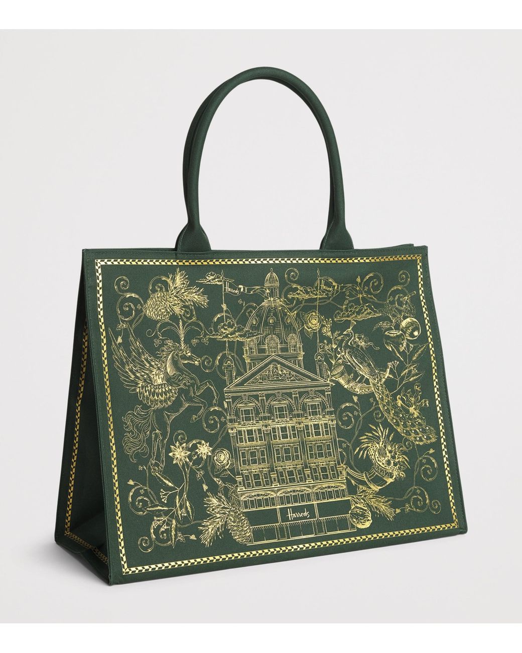 Harrods Green Building Print Tote Bag
