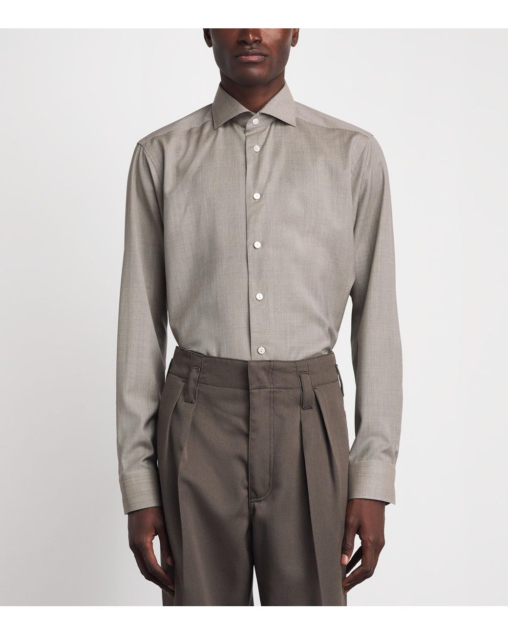 Eton of Sweden Gray Merino Wool Houndstooth Shirt for men