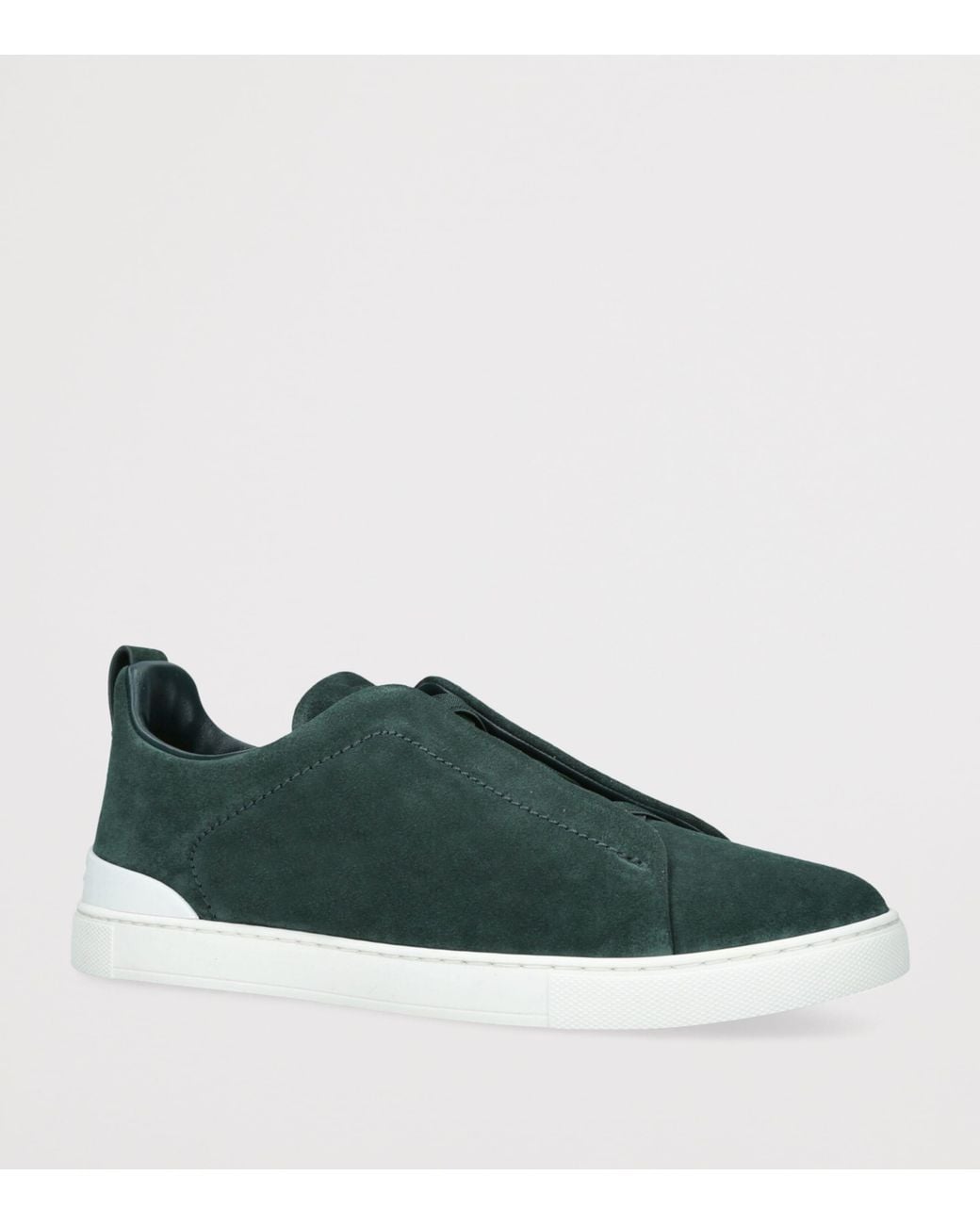 Zegna Green Suede Triple Stitch Sneakers for men