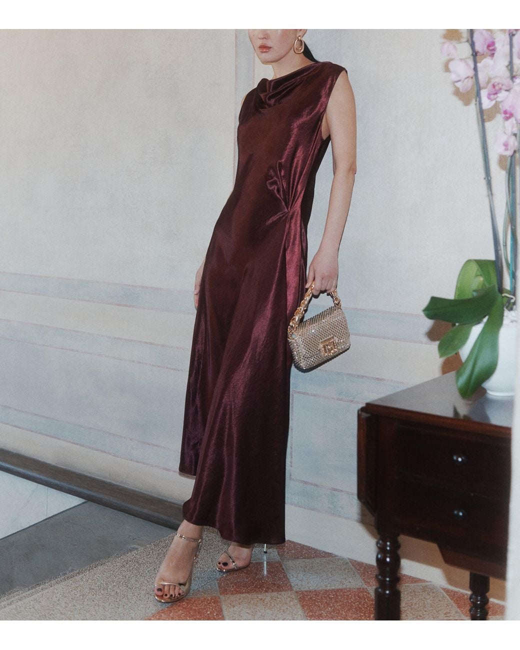 Marella Purple Satin Midi Dress