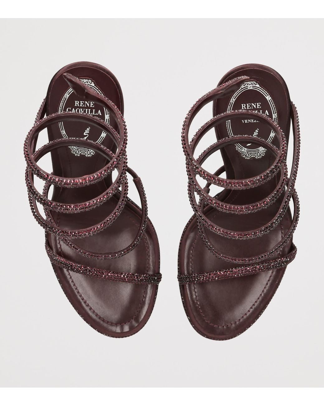 Rene Caovilla Black Satin Crystal-Embellished Cleo Sandals 105
