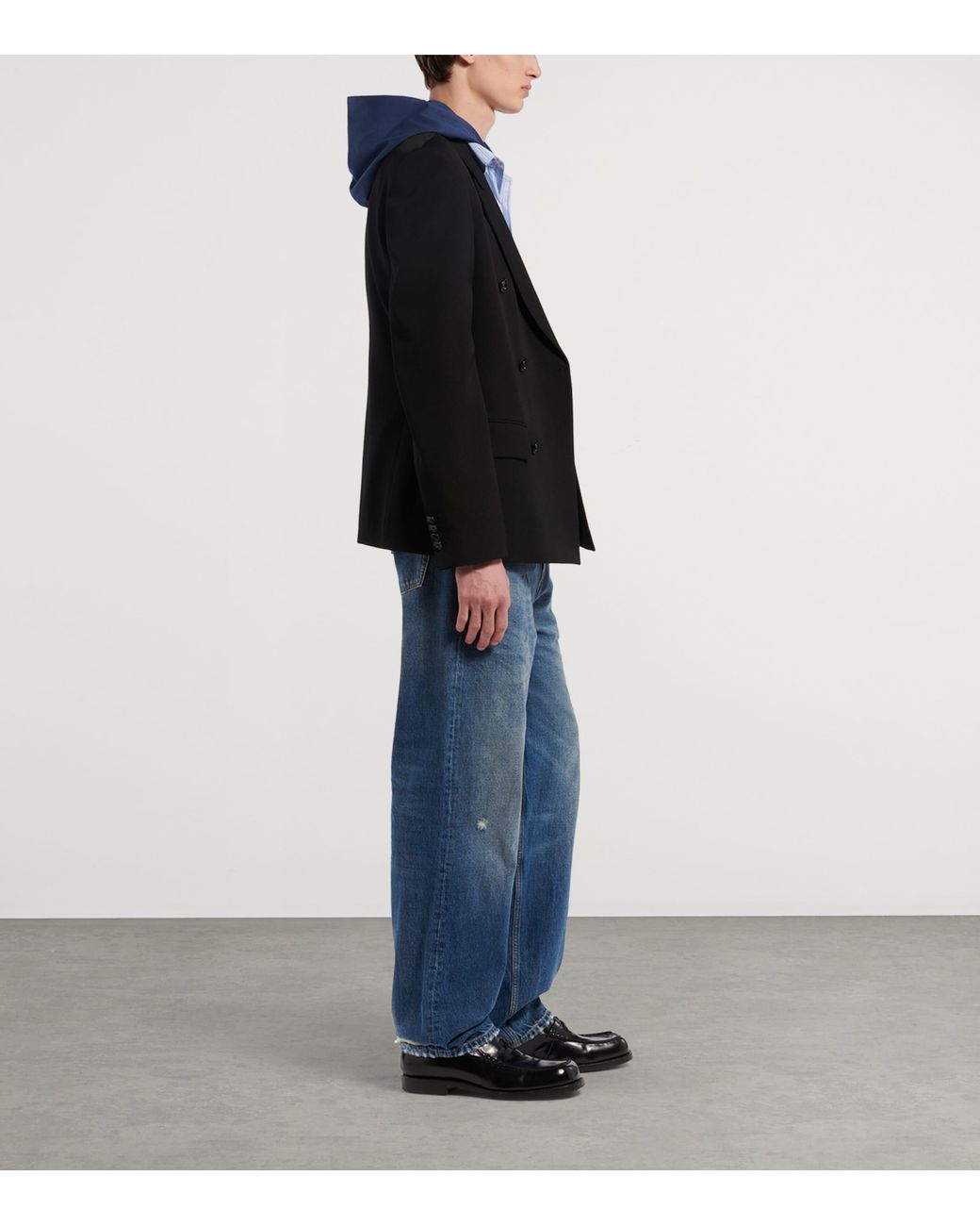 Balenciaga Black Wool Double-Breasted Jacket for men