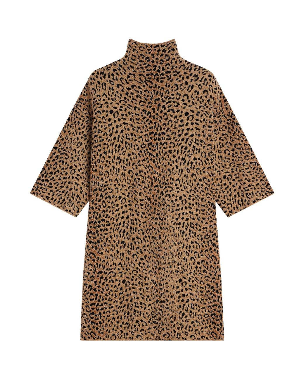 Givenchy Brown Leopard Print High-Neck Mini Dress