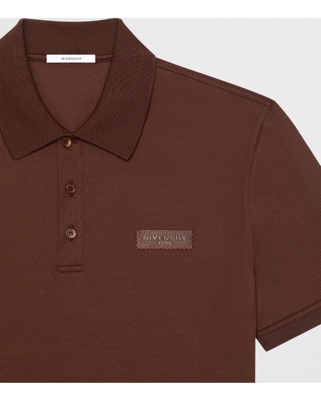 Givenchy Brown Cotton Grosgrain Logo Polo Shirt for men