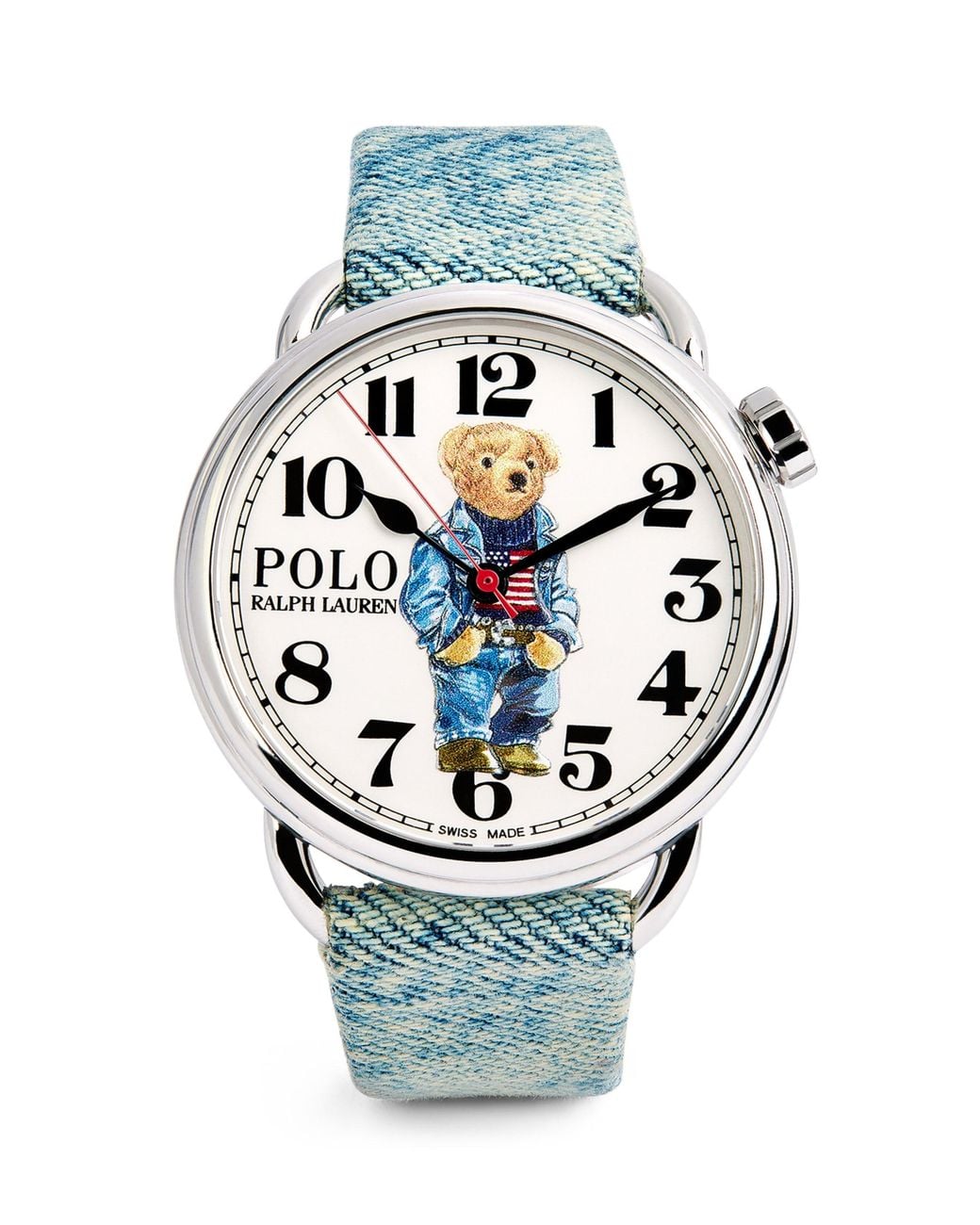 Polo Ralph Lauren Metallic Stainless Steel Denim Polo Bear Watch for men