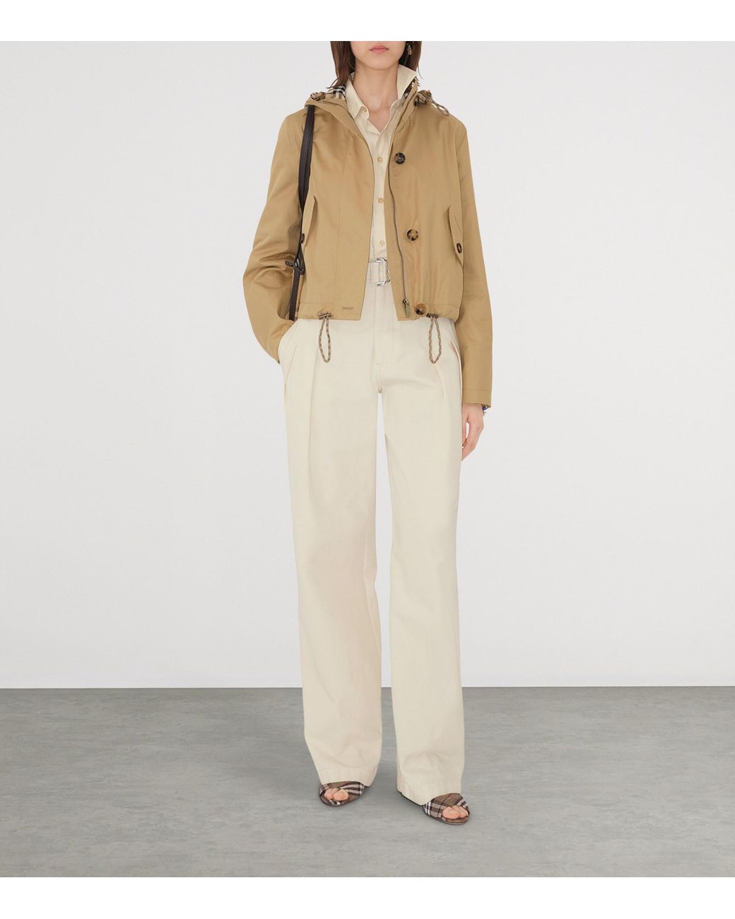 Burberry Natural Gabardine Cropped Parka