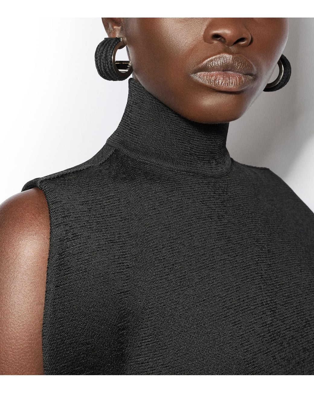 Alaïa Black Corded Hoop Earrings