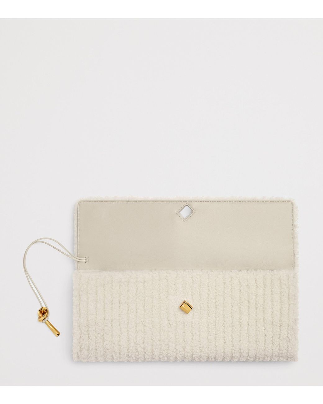 Bottega Veneta Natural Shearling Andiamo Clutch Bag