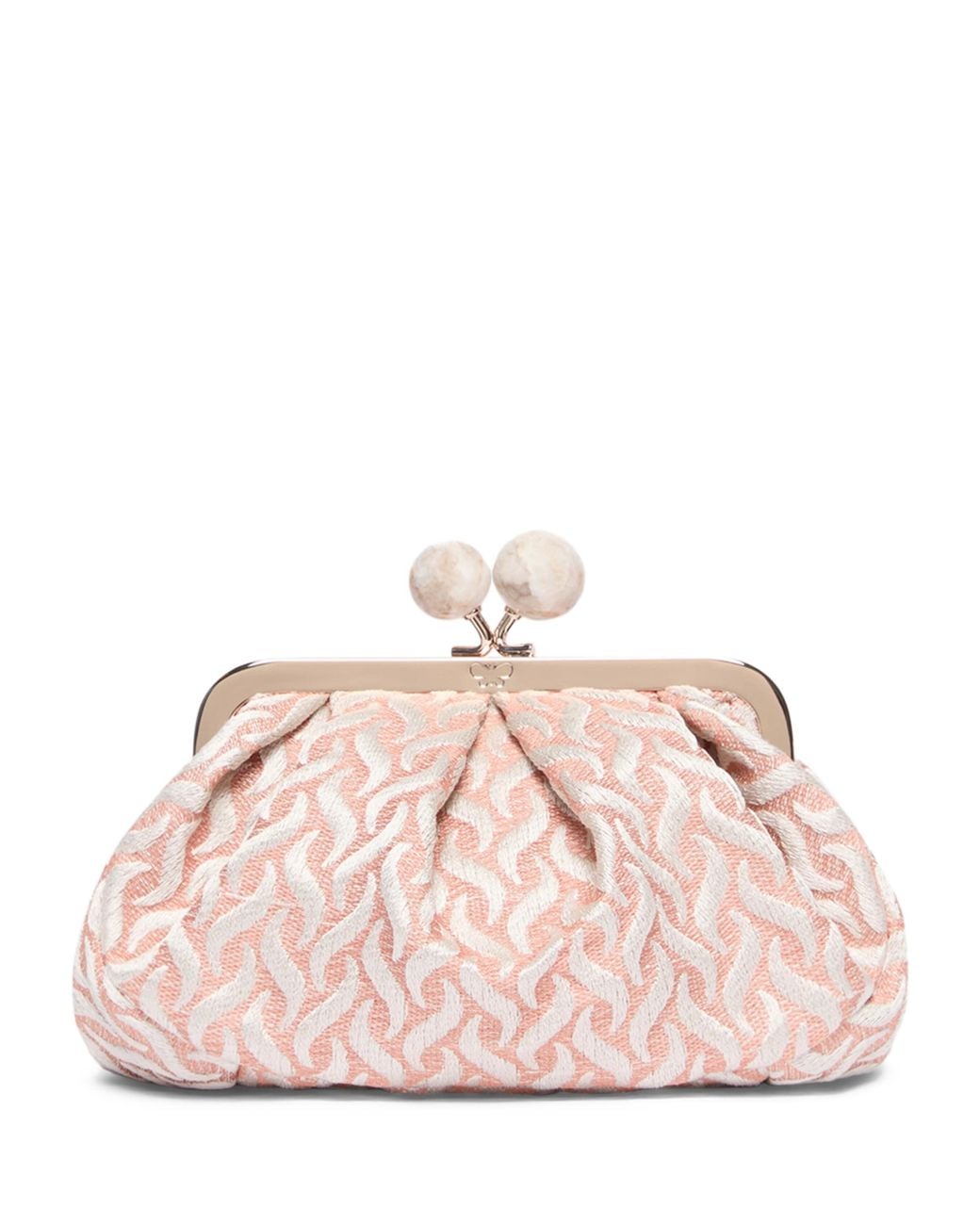Weekend by Maxmara Pink Woven Jacquard Pasticcino Clutch Bag