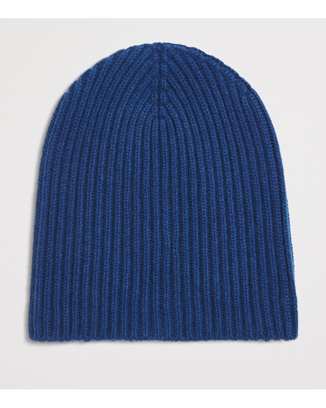 Johnstons Blue Cashmere Ribbed Beanie for men