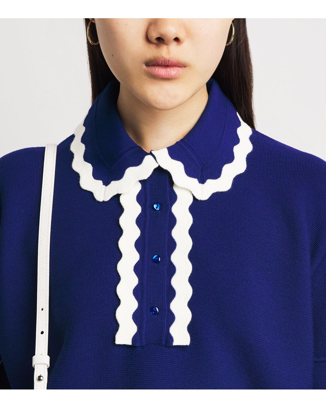 Molli Blue Virgin Wool Scalloped-Collar Sweater