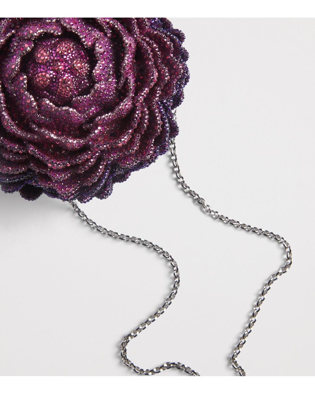Judith Leiber Purple Embellished Peony Belladonna Clutch Bag