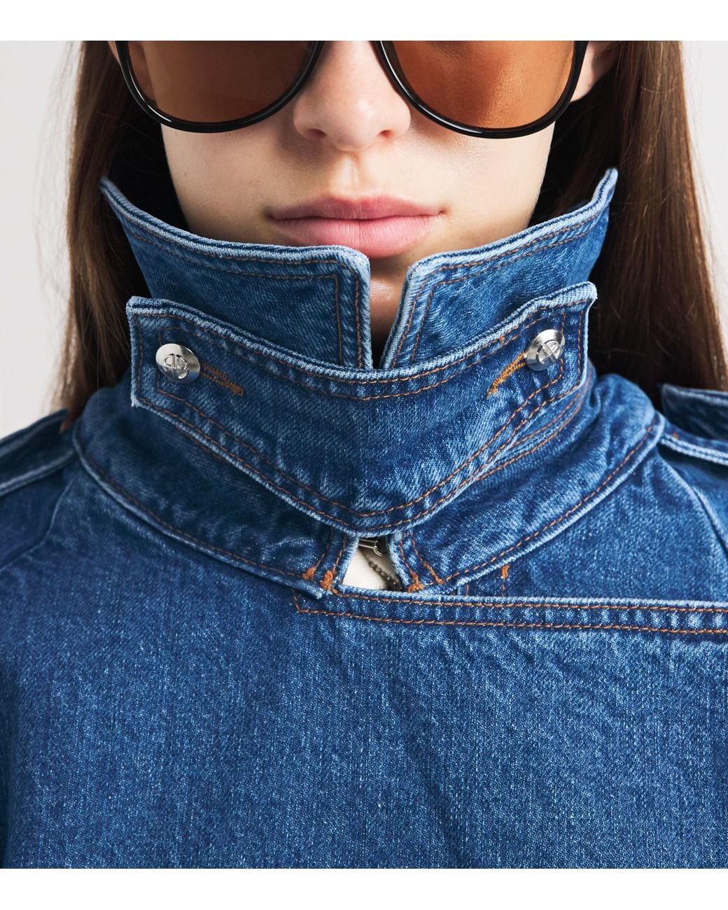 Anine Bing Blue Denim Pascale Trench Jacket