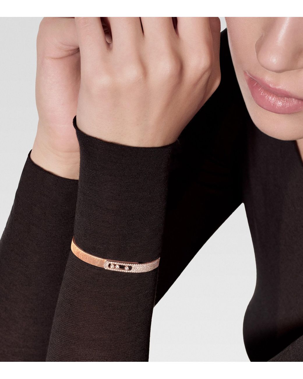 Messika Natural Move Noa Diamond And Half Pavé Chiselled Bangle