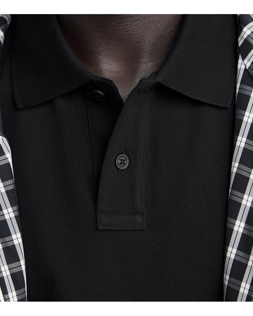 Moncler Black Cotton Logo Polo Shirt for men