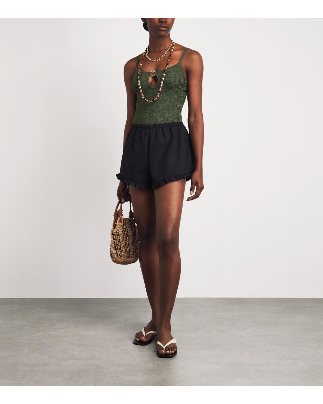 Hunza G Green Cut-Out Toni Swimsuit