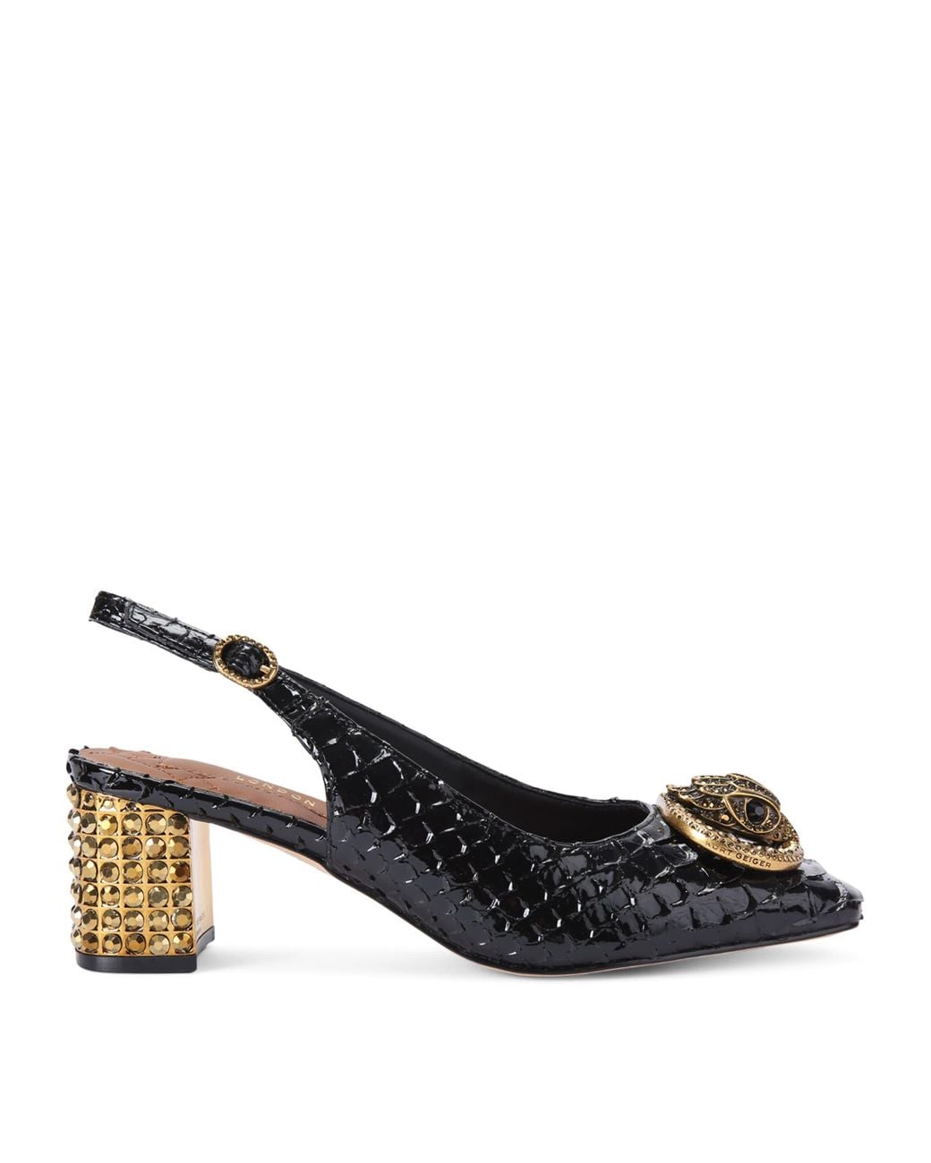 Kurt Geiger Black Snake-Effect Chelsea Slingback Pumps