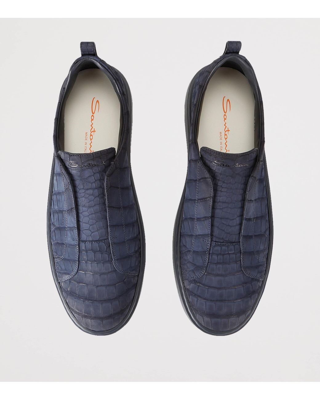 Santoni Blue Crocodile Leather Clean Icon Sneakers for men