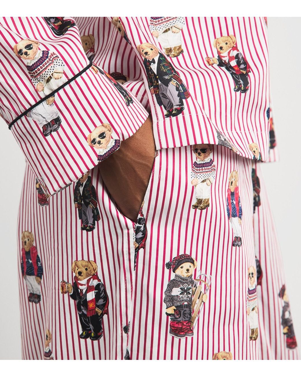 Polo Ralph Lauren Pink Cotton Stripe Polo Bear Pyjama Set
