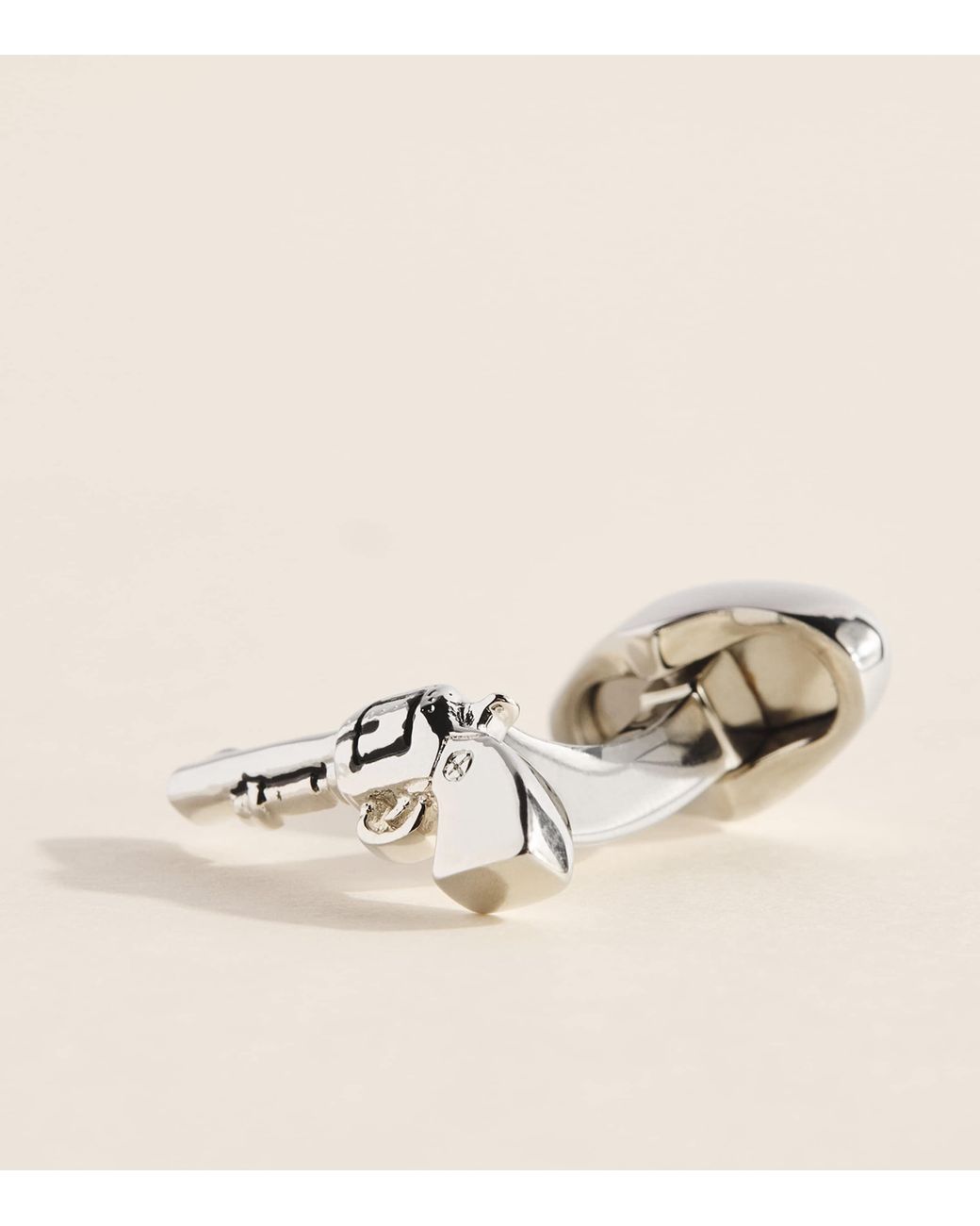 Babette Wasserman Natural Rhodium-Plated Pistol Cufflinks for men