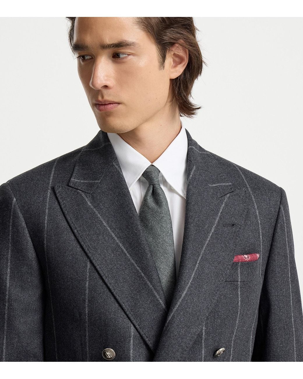 Brunello Cucinelli Gray Virgin Wool Tie for men
