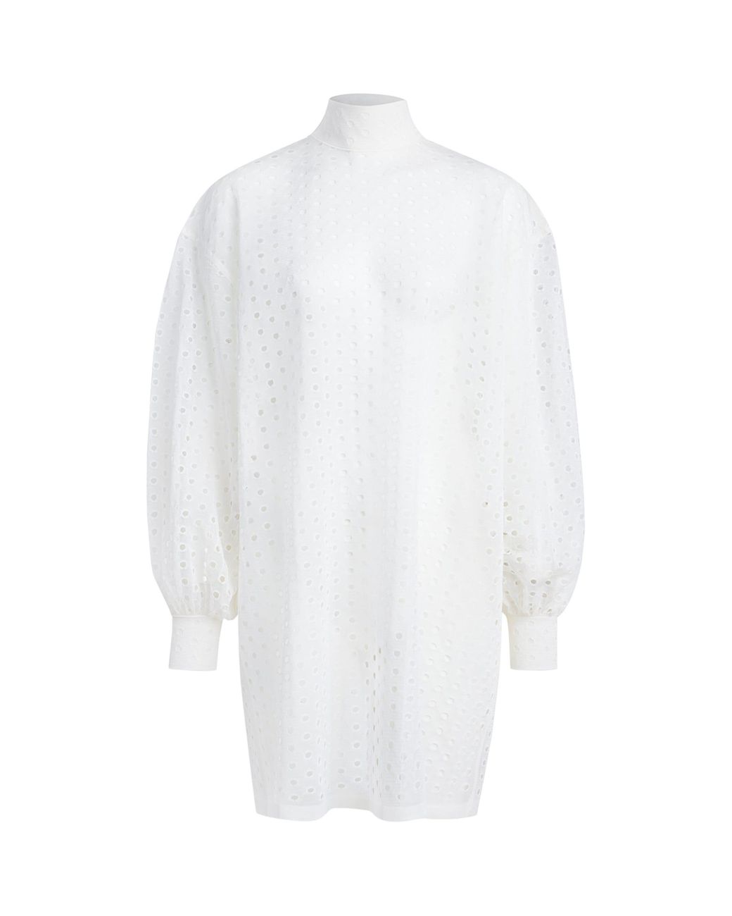 Alaïa White Silk Eyelet Tunic Top