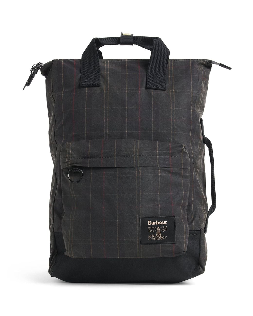 Barbour Black Waxed Cotton Field Backpack for men