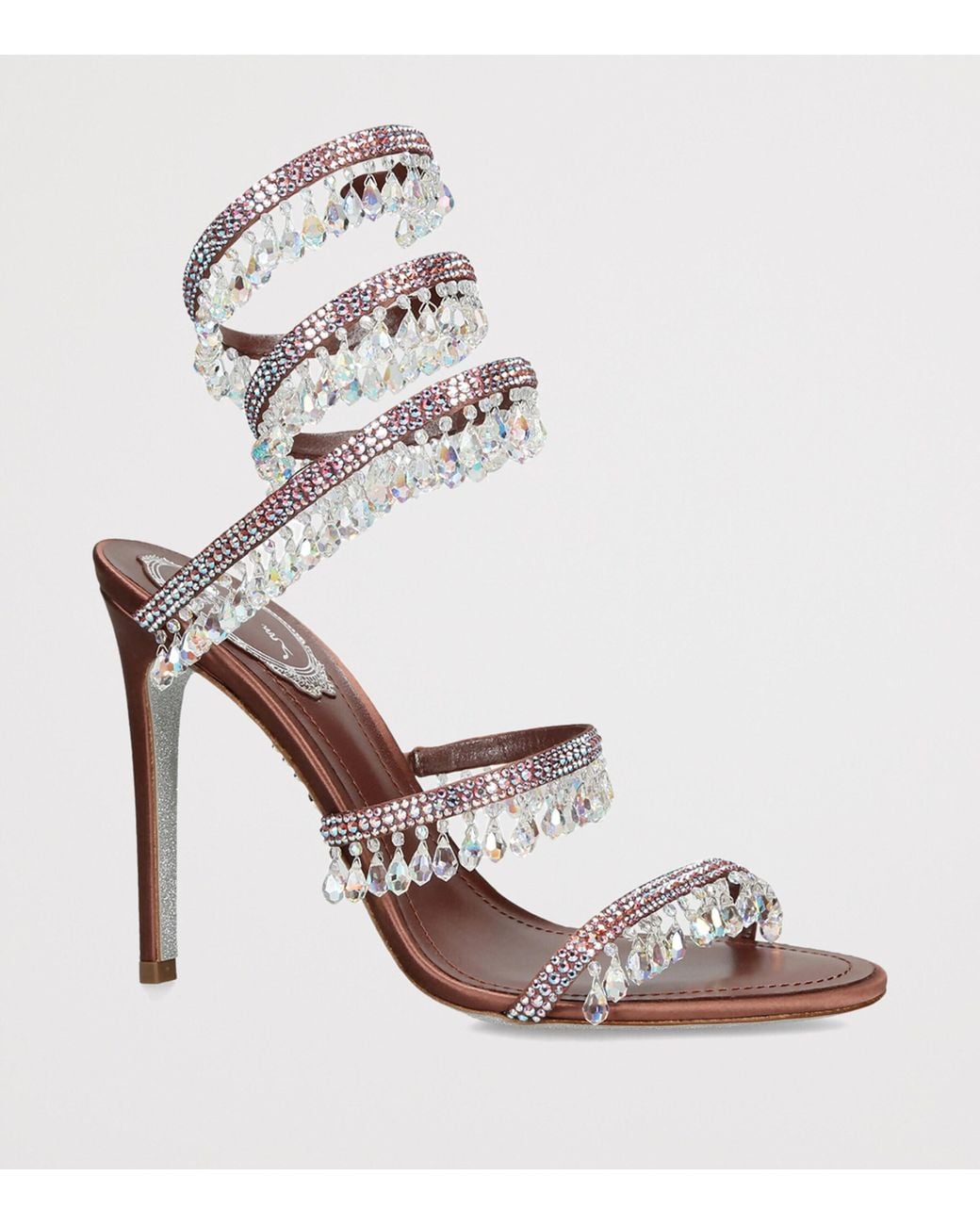 Rene Caovilla White Embellished Chandelier Sandals 105