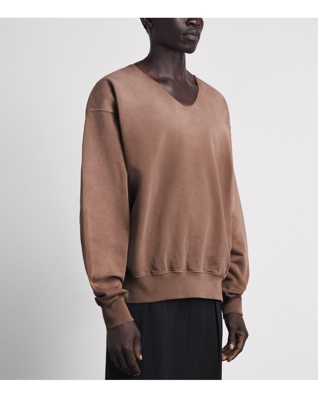 Maison Margiela Brown Cotton Scoop-Neck Washed Sweater for men
