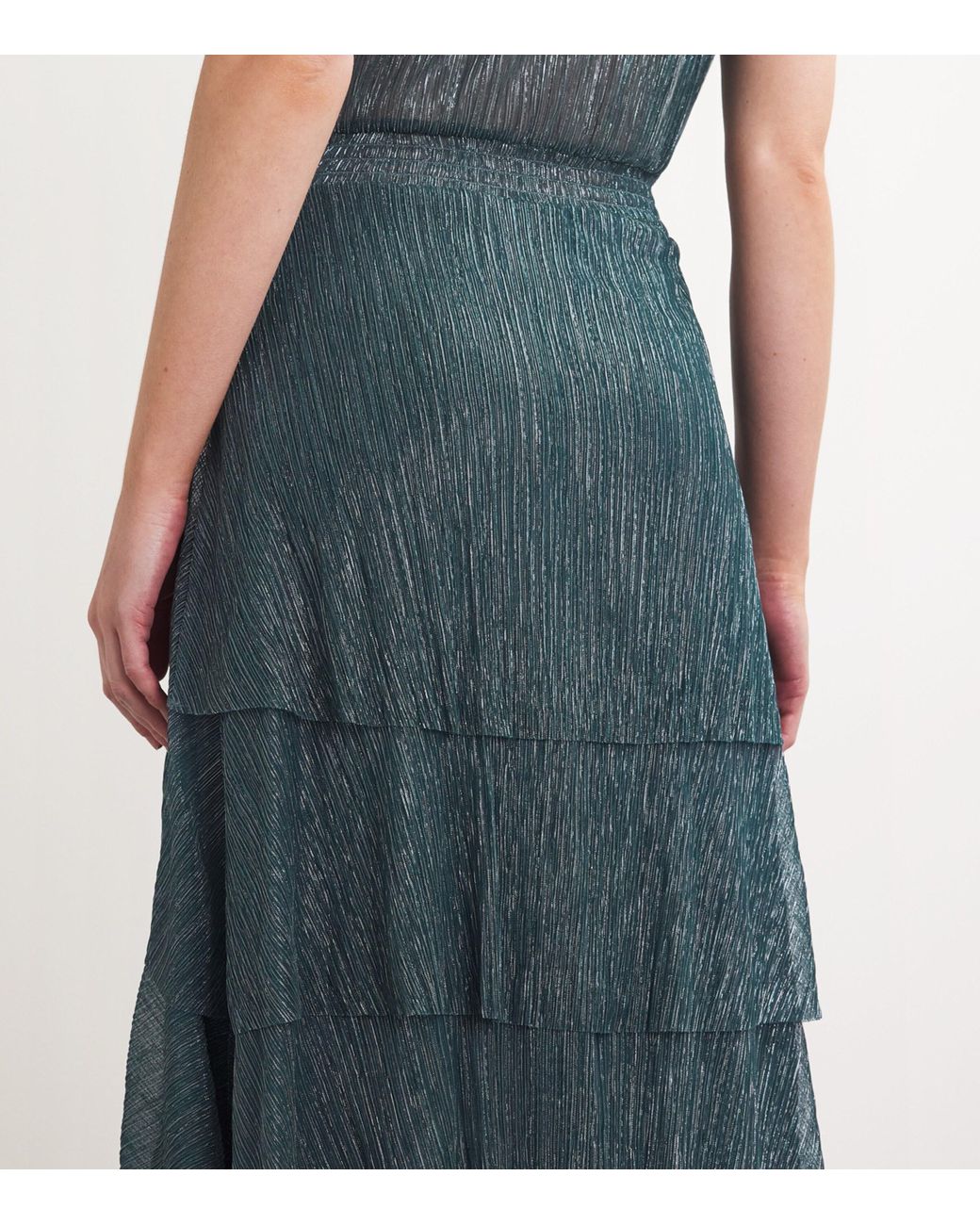 maje metallic ruffled dress Maje Ruffiba Metallic Ruffled midi Dress