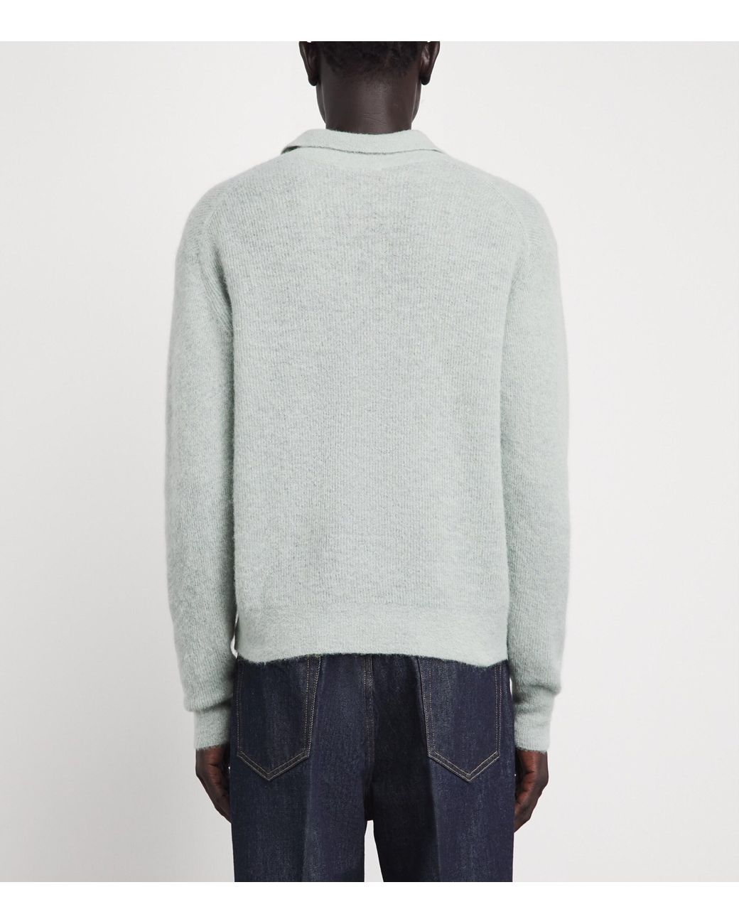 Auralee Gray Alpaca-Blend Skipper Polo Sweater for men