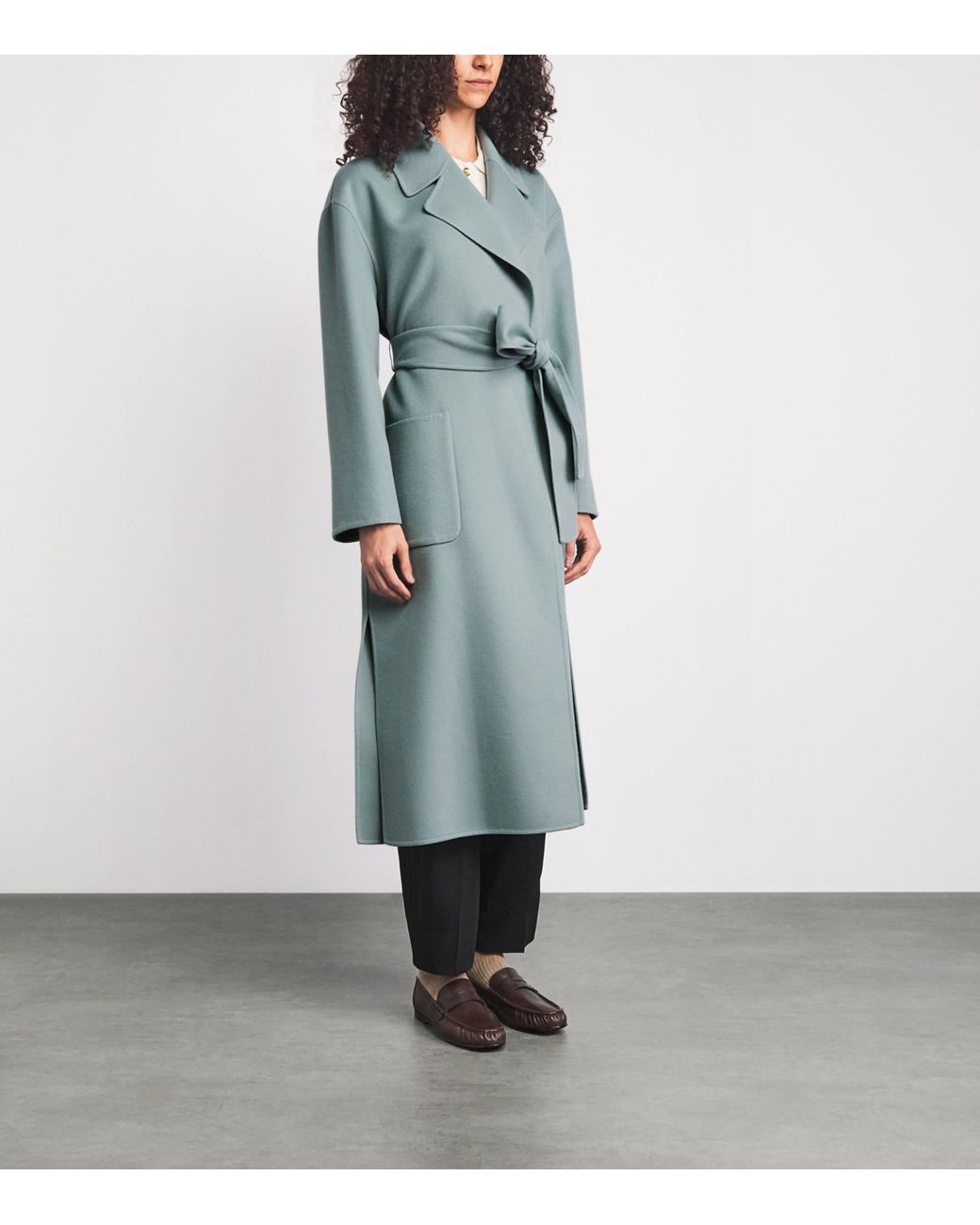 Fabiana Filippi Blue Wool Embellished Belted Coat
