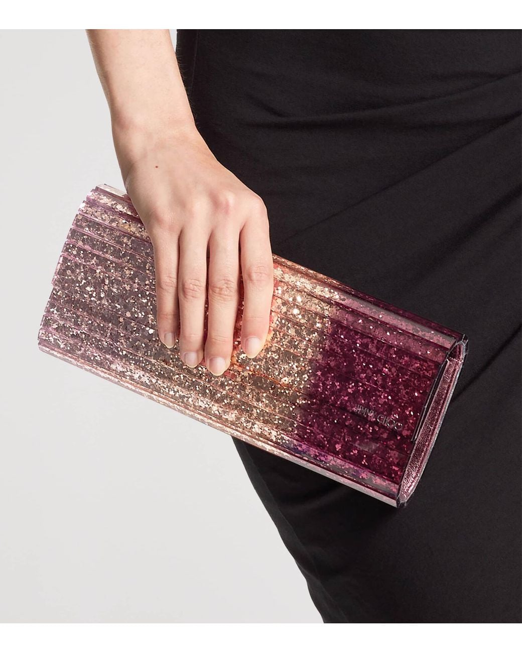 Jimmy Choo Pink Sweetie Silky Dégradé Glitter Plexi Clutch Bag