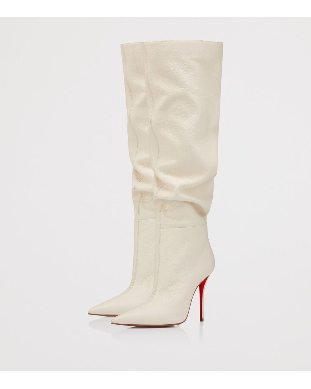 Christian Louboutin White Zependris 100 Deer Leather Knee-High Boots