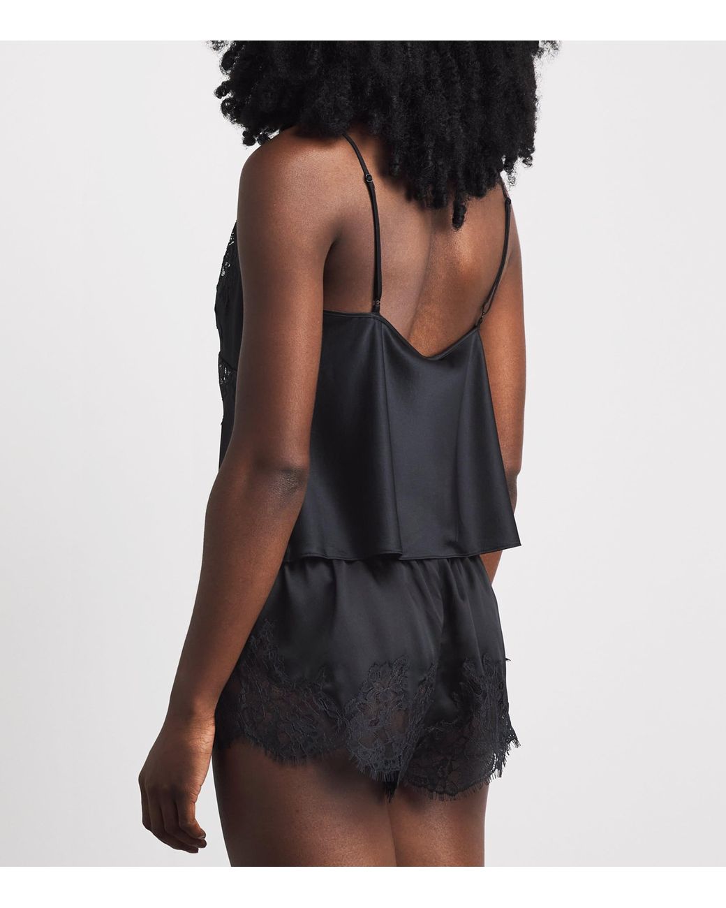 Skims Black Silk-Lace Cami Top