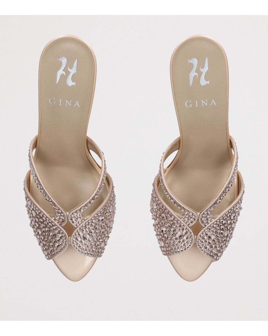 Gina Natural Crystal-Embellished Ilona Mules 85