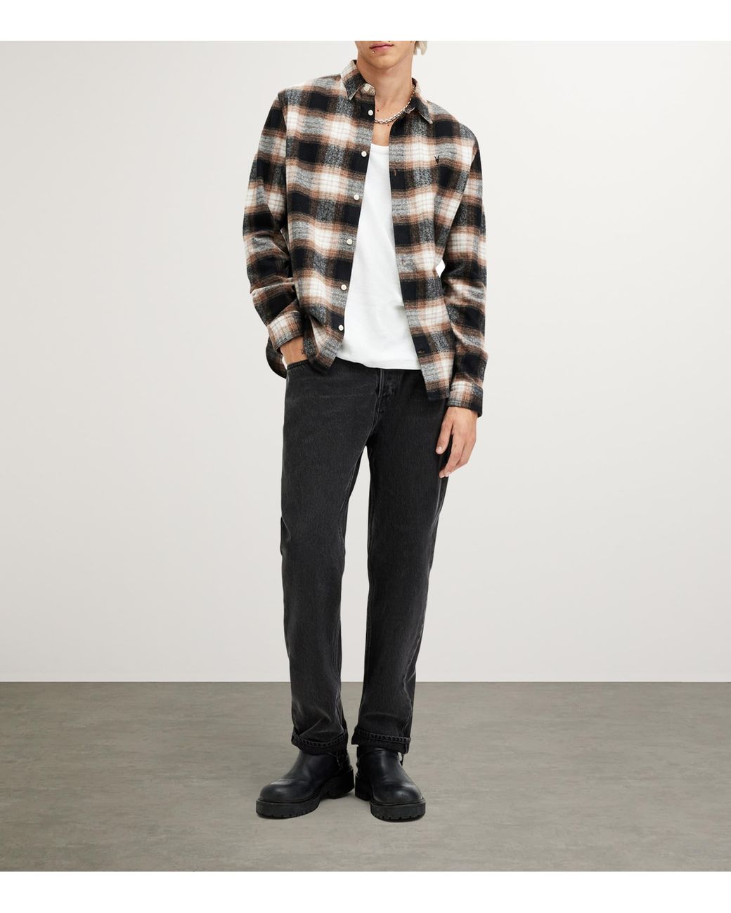 AllSaints Black Cotton Mercy Shirt for men