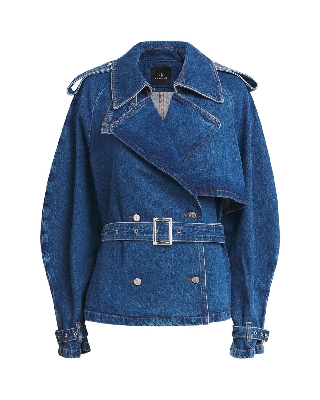 Anine Bing Blue Denim Pascale Trench Jacket
