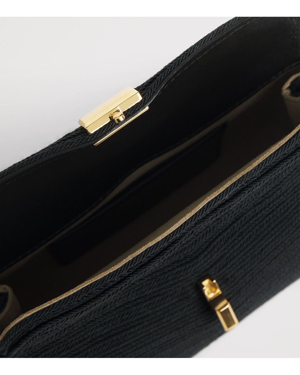 Totême Black Mini Woven Clutch Bag