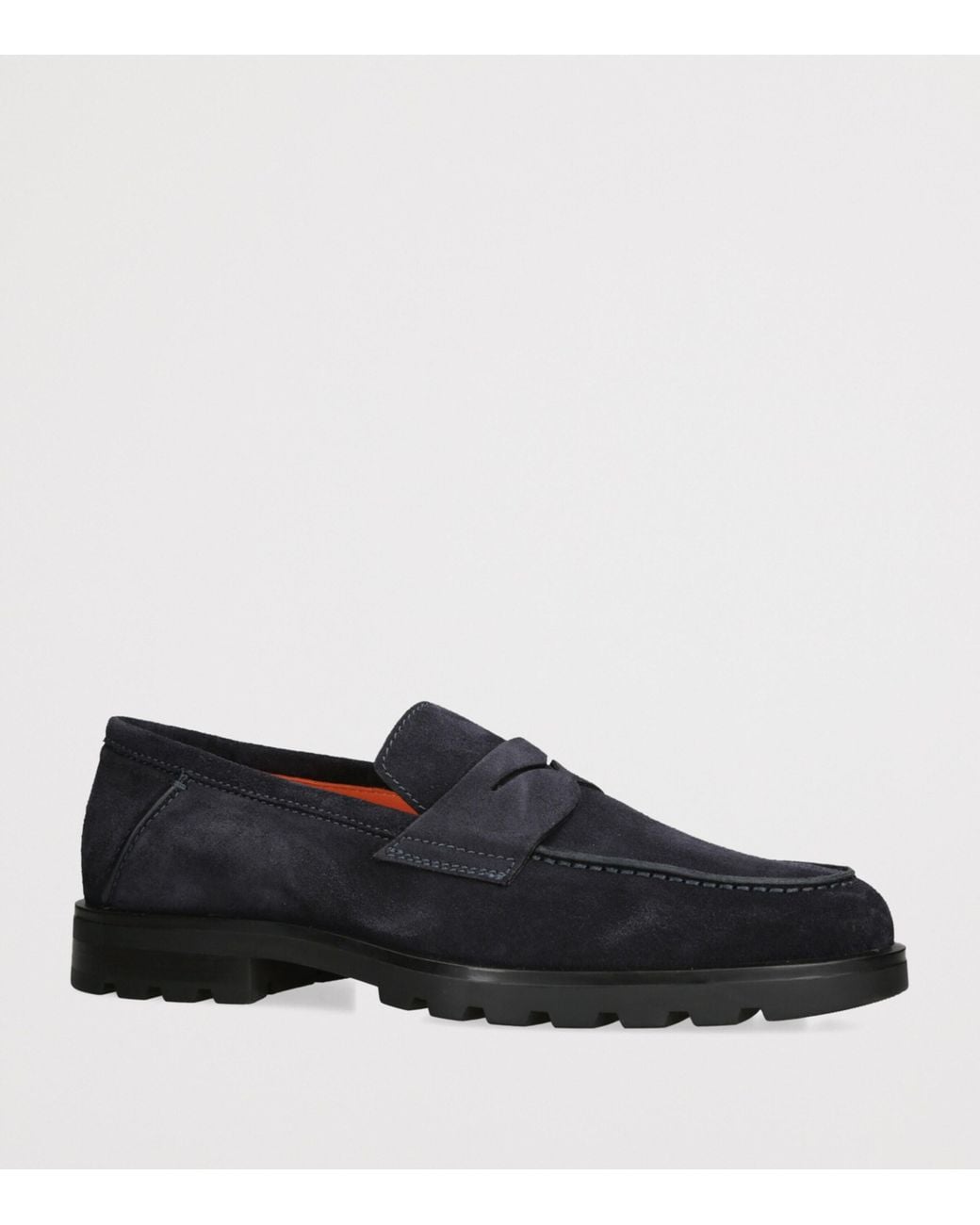 Santoni Black Suede Detroit Roccia Loafers for men