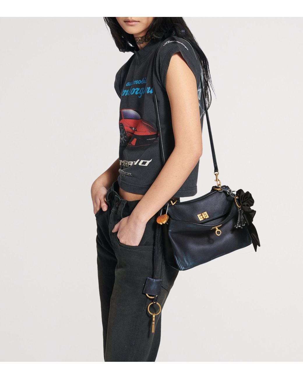 Balenciaga Blue Mini Leather Rodeo Top-Handle Bag
