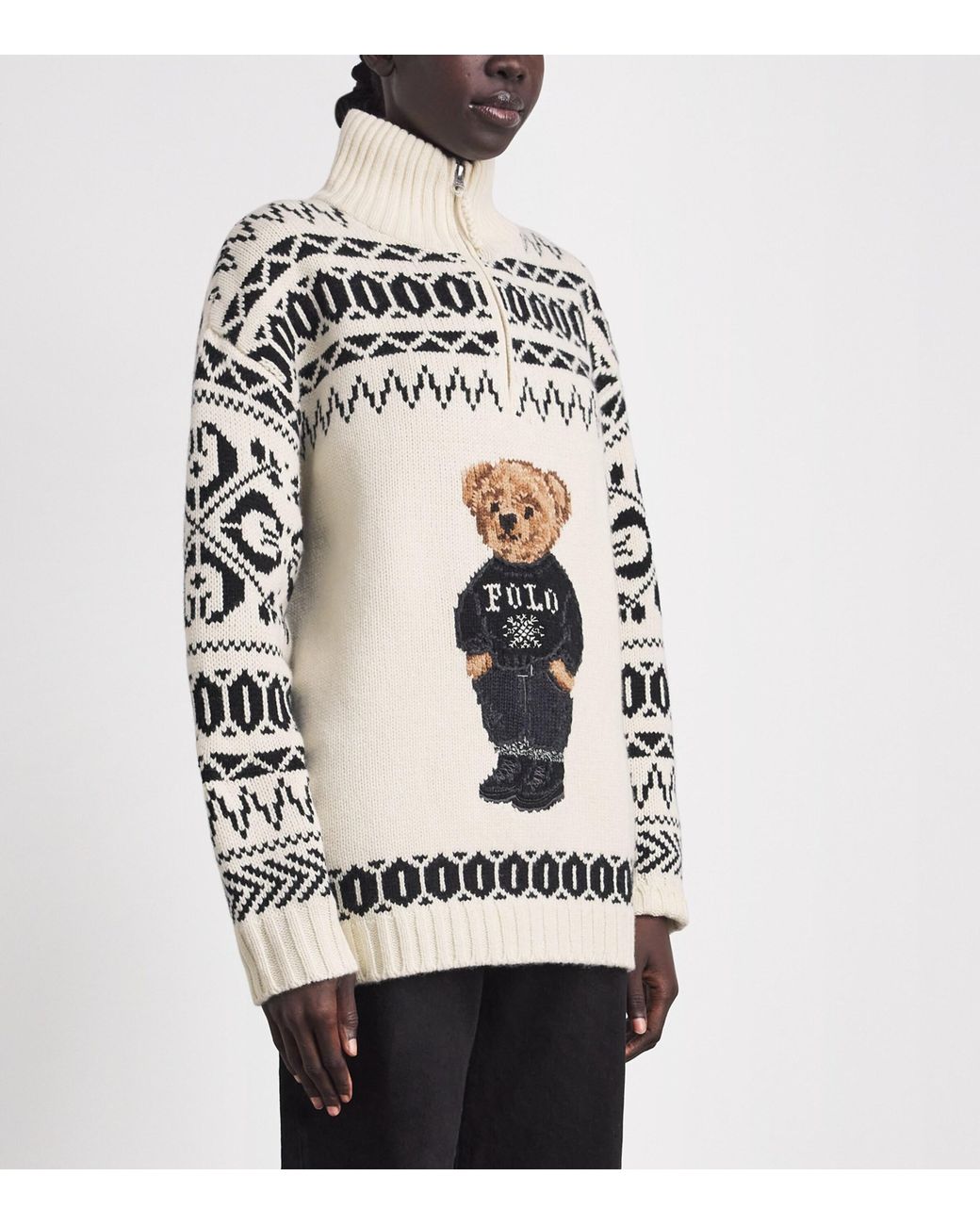 Polo Ralph Lauren White Wool-Cashmere Polo Bear Sweater