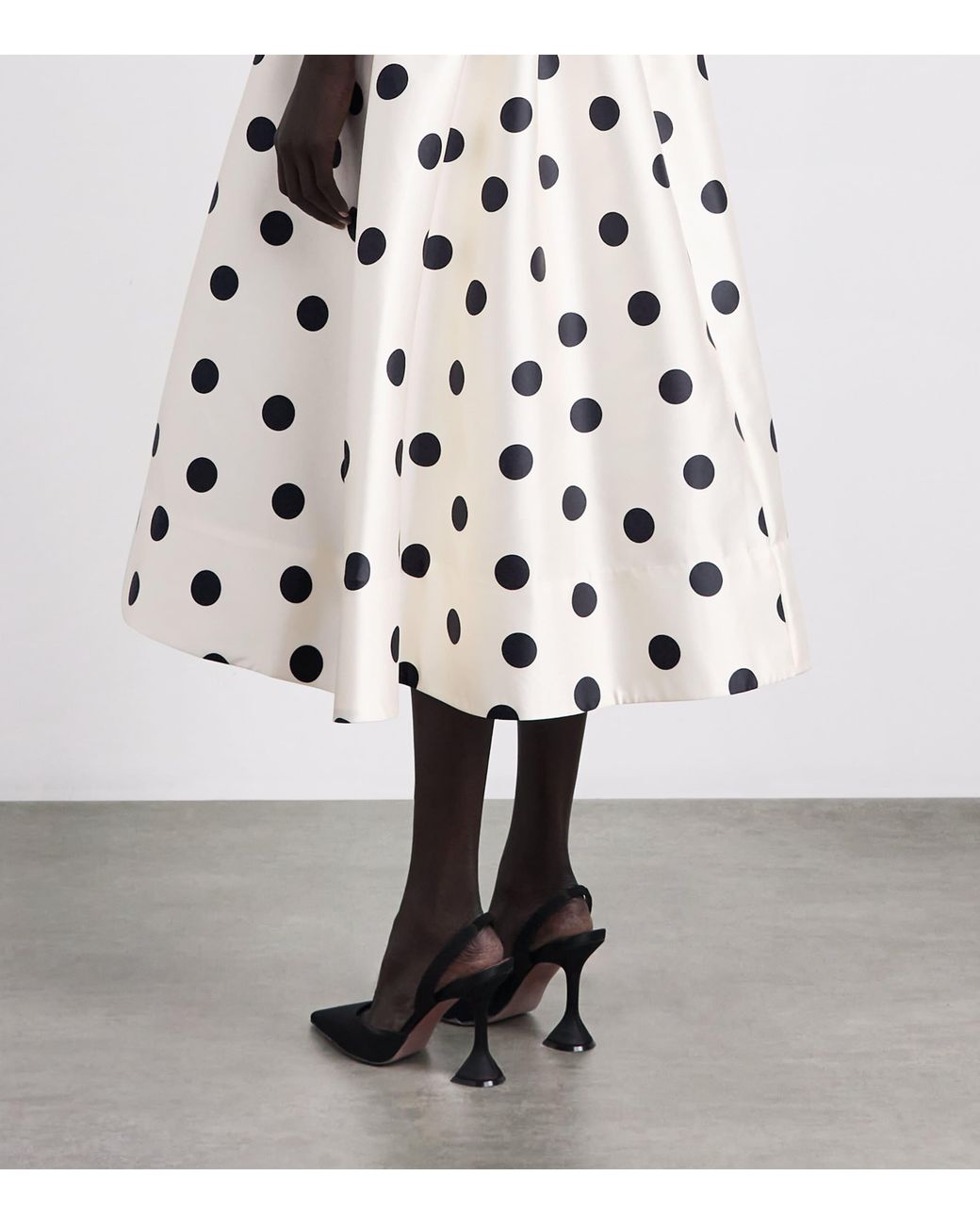 Rebecca Vallance White Satin Polka Dot Bacio Midi Dress