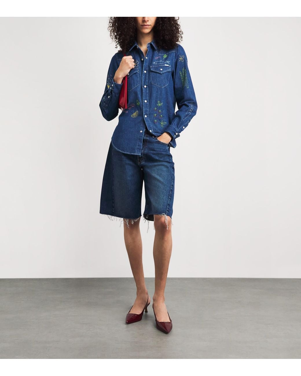 Mother Blue The Half-Pipe Denim Shorts